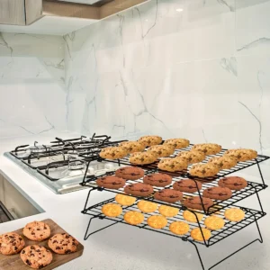 Cookies cooling on wire rack to set their final texture”