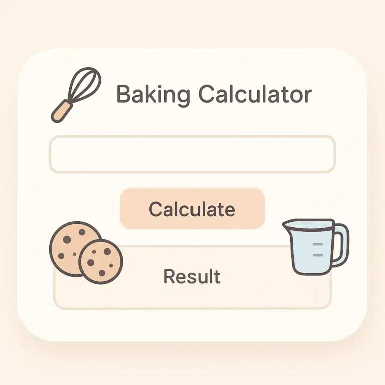 Baking Conversion Calculator Tool for Quick Conversion of Cups, Grams, Ounces, and More