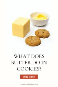 Butter with freshly baked cookies on a kitchen counter.