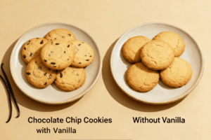 Side-by-side comparison of cookies baked with vanilla vs without vanilla – bland vs flavorful cookies