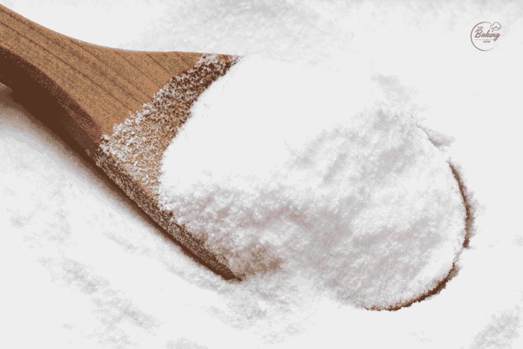 dextrose powder on wooden spoon for use in cookies