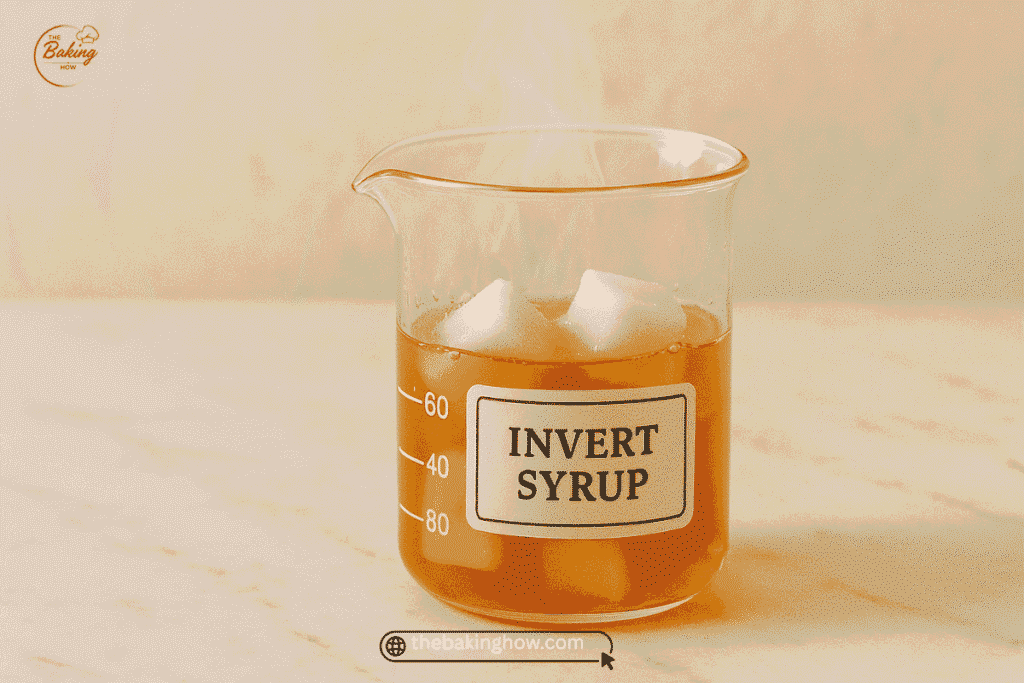 Beaker of invert syrup showing sugar inversion process for baking
