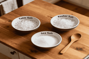 Comparison of table salt, kosher salt, and sea salt for baking cookies