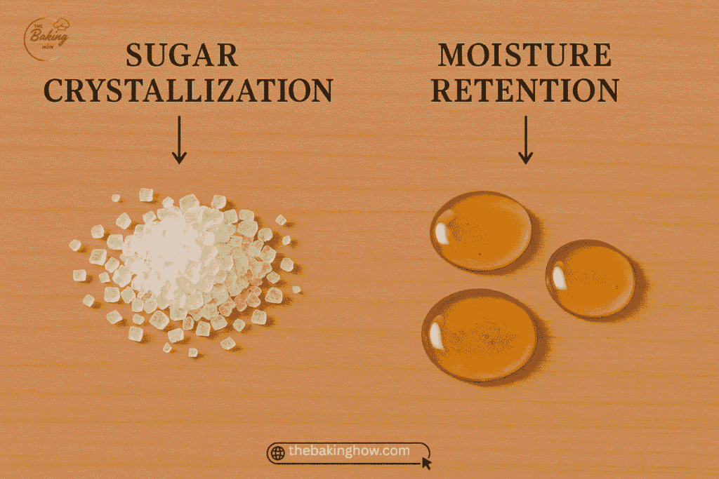Comparison of sugar crystallization and syrup moisture retention in baking for syrups in cookies
